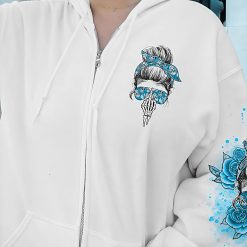 Sky Yes I’m a B Blue Flower Skull Hoodie - photo 8