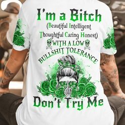 Green Yes I’m a B Green Flower Skull Hoodie - photo 3