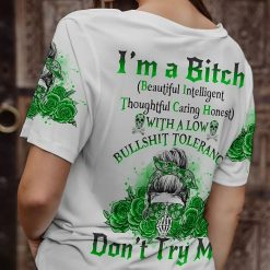 Green Yes I’m a B Green Flower Skull Hoodie - photo 5