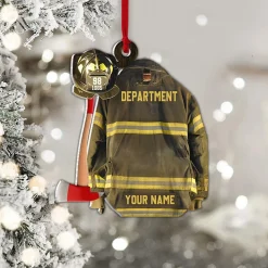 Custom Firefighter Uniform Christmas Ornament,