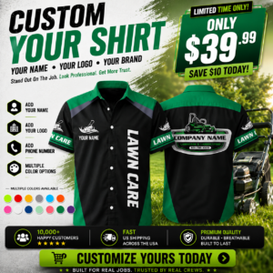 Personalized Lawn Care 3D Printed Work Shirt - photo 123