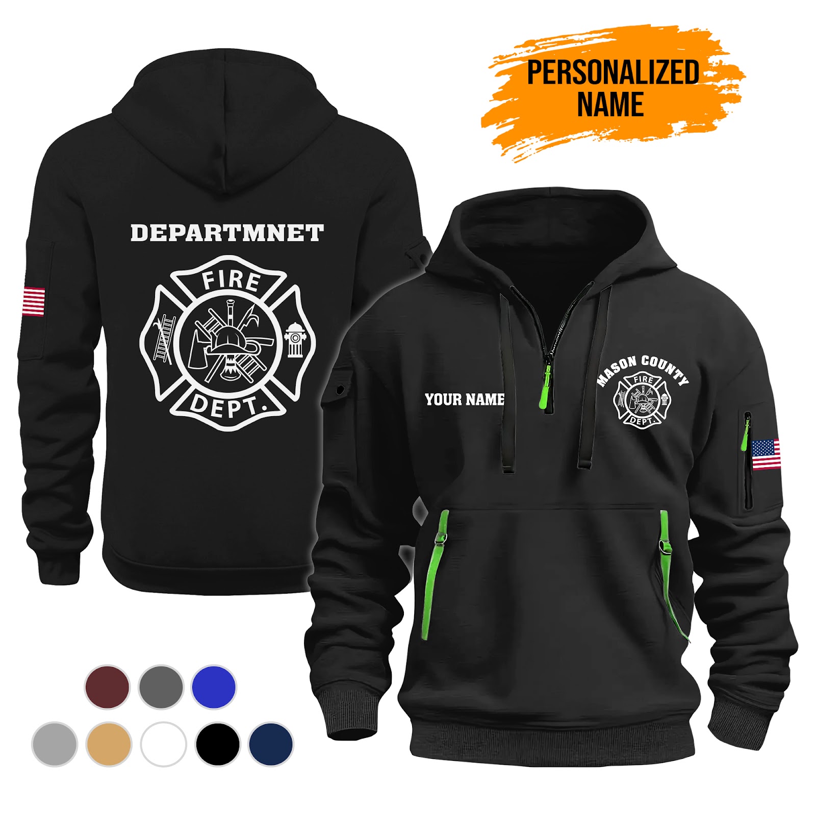 1 Custom Love Firefighter 3D Printed Quarter Zip - photo 9