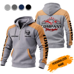 Custom Towing Truck Checkered Zipper Hoodie - photo 5