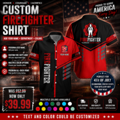Personalized Fire Dept Hoodie – Patriotic Firefighter 3D Printed Apparel for Independence Day GL426